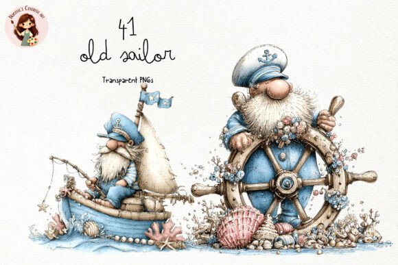 Bringing Coastal Charm to Life: The Whimsical Old Sailor PNG Clipart Collection