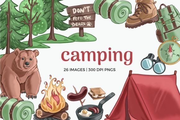 Camping Clipart Illustrations: A Woodsy Toolkit for Creators