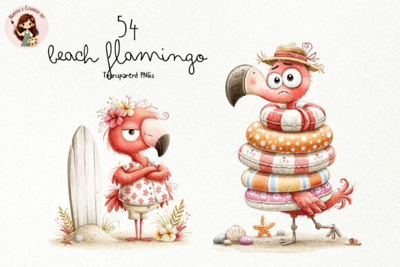 Cute Beach Flamingo PNG Clipart: Infusing Tropical Whimsy into Your Projects