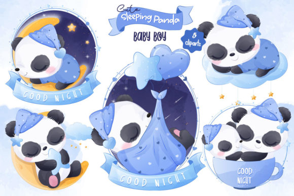 Designing with Charm: Using Sleeping Panda Baby Boy Illustrations