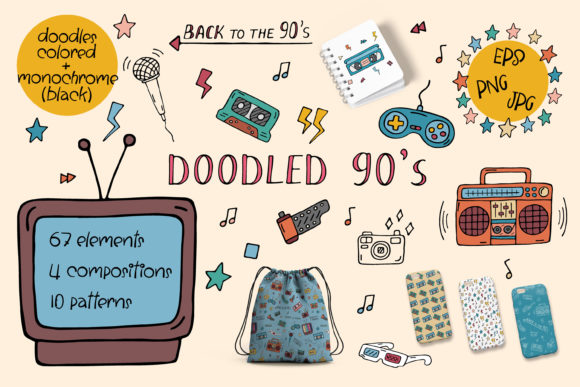 Doodled 90s: A Nostalgic Vector Kit for Modern Makers