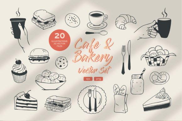 Elevate Your Brand with Charming Coffee & Bakery Illustrations