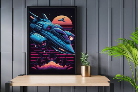Plane Retro Wave Design: High-Res Illustrations for Impact