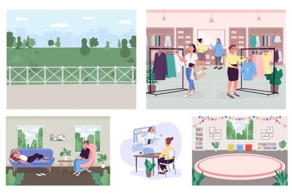 Public Places Color Vector Illustrations: A Creative Toolkit