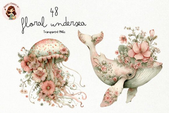 Soft Floral Ocean Art for Coastal & Nursery Designs